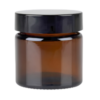 Amber Glass Jar with Black Wadded Lid 50ml