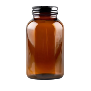 Amber Glass Jar Black Aluminium Lid 250ML