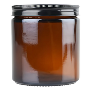 Amber Glass Jar Wide Mouth Black Aluminium Lid 500ML