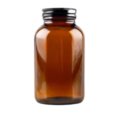 Amber Glass Jar Black Aluminium Lid 250ML